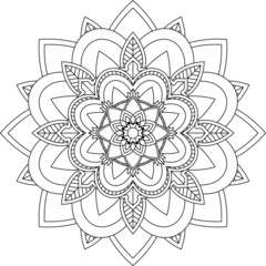 Easy Mandala coloring book simple and basic for beginners, seniors and children. Set of Mehndi flower pattern for Henna drawing and tattoo. Decoration in ethnic oriental, Indian style.