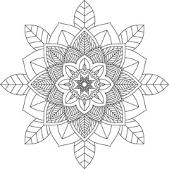 Easy Mandala coloring book simple and basic for beginners, seniors and children. Set of Mehndi flower pattern for Henna drawing and tattoo. Decoration in ethnic oriental, Indian style.