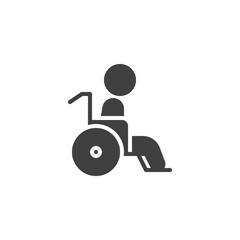 Handicapped person vector icon. filled flat sign for mobile concept and web design. Disabled wheelchair glyph icon. Symbol, logo illustration. Vector graphics