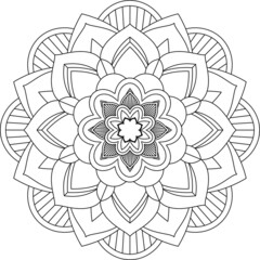 Easy Mandala coloring book simple and basic for beginners, seniors and children. Set of Mehndi flower pattern for Henna drawing and tattoo. Decoration in ethnic oriental, Indian style.