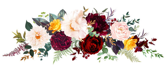 Luxurios autumn vector design banner bouquet - obrazy, fototapety, plakaty