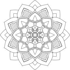 Easy Mandala coloring book simple and basic for beginners, seniors and children. Set of Mehndi flower pattern for Henna drawing and tattoo. Decoration in ethnic oriental, Indian style.