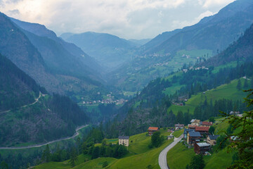 Fototapeta na wymiar Mountain landscape along the road to Colle Santa Lucia, Dolomites