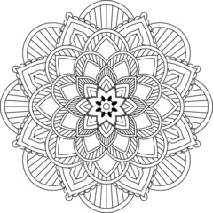 Easy Mandala coloring book simple and basic for beginners, seniors and children. Set of Mehndi flower pattern for Henna drawing and tattoo. Decoration in ethnic oriental, Indian style.