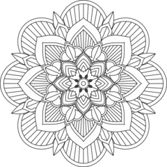 Easy Mandala coloring book simple and basic for beginners, seniors and children. Set of Mehndi flower pattern for Henna drawing and tattoo. Decoration in ethnic oriental, Indian style.