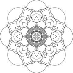 Easy Mandala coloring book simple and basic for beginners, seniors and children. Set of Mehndi flower pattern for Henna drawing and tattoo. Decoration in ethnic oriental, Indian style.