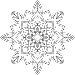 Easy Mandala coloring book simple and basic for beginners, seniors and children. Set of Mehndi flower pattern for Henna drawing and tattoo. Decoration in ethnic oriental, Indian style.