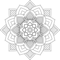 Easy Mandala coloring book simple and basic for beginners, seniors and children. Set of Mehndi flower pattern for Henna drawing and tattoo. Decoration in ethnic oriental, Indian style.
