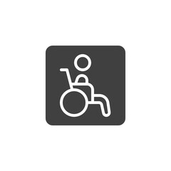 Wheelchair, disabled vector icon. filled flat sign for mobile concept and web design. Handicapped person glyph icon. Symbol, logo illustration. Vector graphics