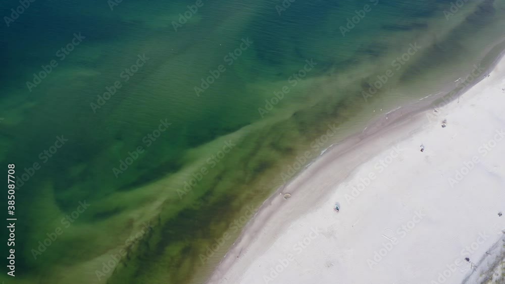 Wall mural 4k drone footage of Baltic Sea beach in Debki village within Puck County in Pomerania region of Poland