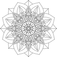 Easy Mandala coloring book simple and basic for beginners, seniors and children. Set of Mehndi flower pattern for Henna drawing and tattoo. Decoration in ethnic oriental, Indian style.