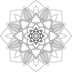 Easy Mandala coloring book simple and basic for beginners, seniors and children. Set of Mehndi flower pattern for Henna drawing and tattoo. Decoration in ethnic oriental, Indian style.