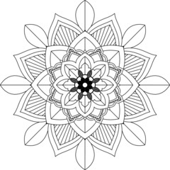 Easy Mandala coloring book simple and basic for beginners, seniors and children. Set of Mehndi flower pattern for Henna drawing and tattoo. Decoration in ethnic oriental, Indian style.