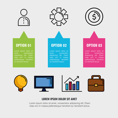infographic steps person gear and coin design, Data analysis and information theme Vector illustration