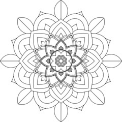 Easy Mandala coloring book simple and basic for beginners, seniors and children. Set of Mehndi flower pattern for Henna drawing and tattoo. Decoration in ethnic oriental, Indian style.