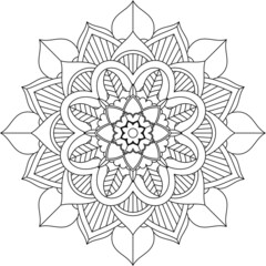 Easy Mandala coloring book simple and basic for beginners, seniors and children. Set of Mehndi flower pattern for Henna drawing and tattoo. Decoration in ethnic oriental, Indian style.
