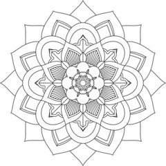 Easy Mandala coloring book simple and basic for beginners, seniors and children. Set of Mehndi flower pattern for Henna drawing and tattoo. Decoration in ethnic oriental, Indian style.