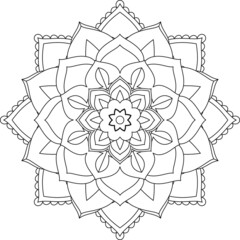 Easy Mandala coloring book simple and basic for beginners, seniors and children. Set of Mehndi flower pattern for Henna drawing and tattoo. Decoration in ethnic oriental, Indian style.