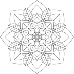 Easy Mandala coloring book simple and basic for beginners, seniors and children. Set of Mehndi flower pattern for Henna drawing and tattoo. Decoration in ethnic oriental, Indian style.