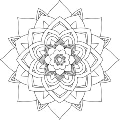 Easy Mandala coloring book simple and basic for beginners, seniors and children. Set of Mehndi flower pattern for Henna drawing and tattoo. Decoration in ethnic oriental, Indian style.