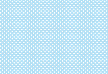Polka dot seamless pattern. Abstract random scattered white dots on blue background, polka spots, vintage confetti pattern. Vector illustration for textile print wallpaper - obrazy, fototapety, plakaty