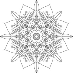 Easy Mandala coloring book simple and basic for beginners, seniors and children. Set of Mehndi flower pattern for Henna drawing and tattoo. Decoration in ethnic oriental, Indian style.