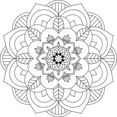 Easy Mandala coloring book simple and basic for beginners, seniors and children. Set of Mehndi flower pattern for Henna drawing and tattoo. Decoration in ethnic oriental, Indian style.