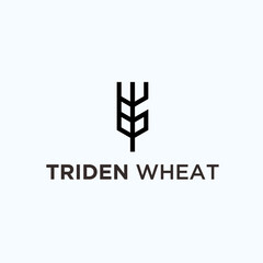 abstract trident logo. wheat icon