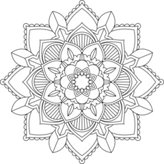 Easy Mandala coloring book simple and basic for beginners, seniors and children. Set of Mehndi flower pattern for Henna drawing and tattoo. Decoration in ethnic oriental, Indian style.