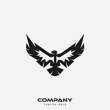 Logo design template, with black geometric phoenix icons
