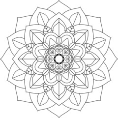 Easy Mandala coloring book simple and basic for beginners, seniors and children. Set of Mehndi flower pattern for Henna drawing and tattoo. Decoration in ethnic oriental, Indian style.