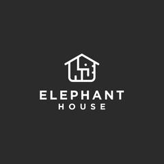 abstract elephant logo. house icon