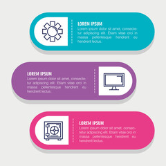 infographic steps gear computer and strongbox design, Data analysis and information theme Vector illustration
