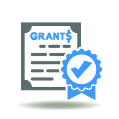 Sheet document seal check mark grants dollar currency icon vector. Financial Certificate Sign. Approved Grant Symbol.