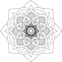 Easy Mandala coloring book simple and basic for beginners, seniors and children. Set of Mehndi flower pattern for Henna drawing and tattoo. Decoration in ethnic oriental, Indian style.