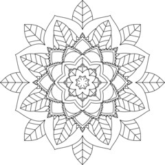 Easy Mandala coloring book simple and basic for beginners, seniors and children. Set of Mehndi flower pattern for Henna drawing and tattoo. Decoration in ethnic oriental, Indian style.