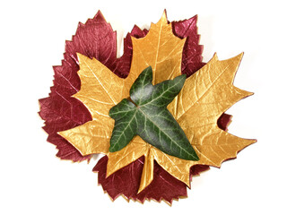 Handcrafted Home Decor - Handcraft Leaves for Autumn isolated on white Background