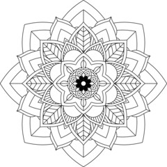 Easy Mandala coloring book simple and basic for beginners, seniors and children. Set of Mehndi flower pattern for Henna drawing and tattoo. Decoration in ethnic oriental, Indian style.