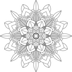 Easy Mandala coloring book simple and basic for beginners, seniors and children. Set of Mehndi flower pattern for Henna drawing and tattoo. Decoration in ethnic oriental, Indian style.