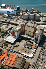 Aerial view of santos city port region in Brazil