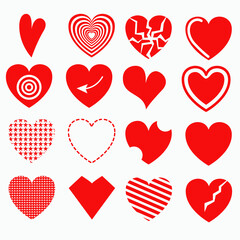 Vector Illustration. Set heart icons, concept of love. hand drawn icons and illustrations for valentines and wedding.