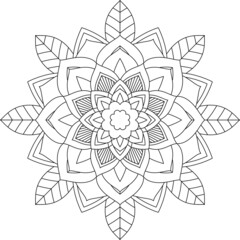 Easy Mandala coloring book simple and basic for beginners, seniors and children. Set of Mehndi flower pattern for Henna drawing and tattoo. Decoration in ethnic oriental, Indian style.