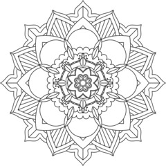 Easy Mandala coloring book simple and basic for beginners, seniors and children. Set of Mehndi flower pattern for Henna drawing and tattoo. Decoration in ethnic oriental, Indian style.