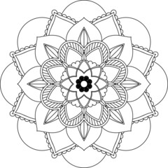 Easy Mandala coloring book simple and basic for beginners, seniors and children. Set of Mehndi flower pattern for Henna drawing and tattoo. Decoration in ethnic oriental, Indian style.