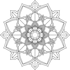 Easy Mandala coloring book simple and basic for beginners, seniors and children. Set of Mehndi flower pattern for Henna drawing and tattoo. Decoration in ethnic oriental, Indian style.