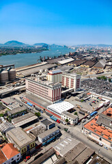 Aerial view of santos city port region in Brazil