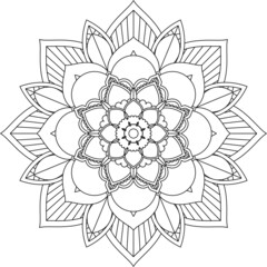 Easy Mandala coloring book simple and basic for beginners, seniors and children. Set of Mehndi flower pattern for Henna drawing and tattoo. Decoration in ethnic oriental, Indian style.