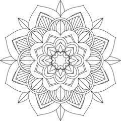 Easy Mandala coloring book simple and basic for beginners, seniors and children. Set of Mehndi flower pattern for Henna drawing and tattoo. Decoration in ethnic oriental, Indian style.
