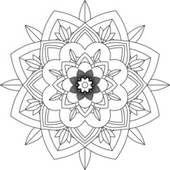Easy Mandala coloring book simple and basic for beginners, seniors and children. Set of Mehndi flower pattern for Henna drawing and tattoo. Decoration in ethnic oriental, Indian style.