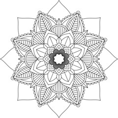 Easy Mandala coloring book simple and basic for beginners, seniors and children. Set of Mehndi flower pattern for Henna drawing and tattoo. Decoration in ethnic oriental, Indian style.
